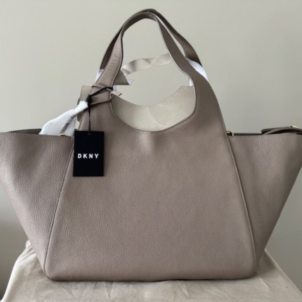 NWT DKNY Large Effortless Tote Bag Flint Gray (Beige) Color - Picture 5 of 9